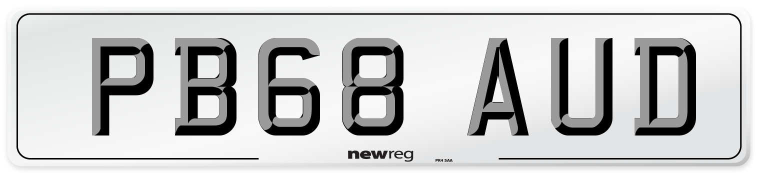 PB68 AUD Number Plate from New Reg